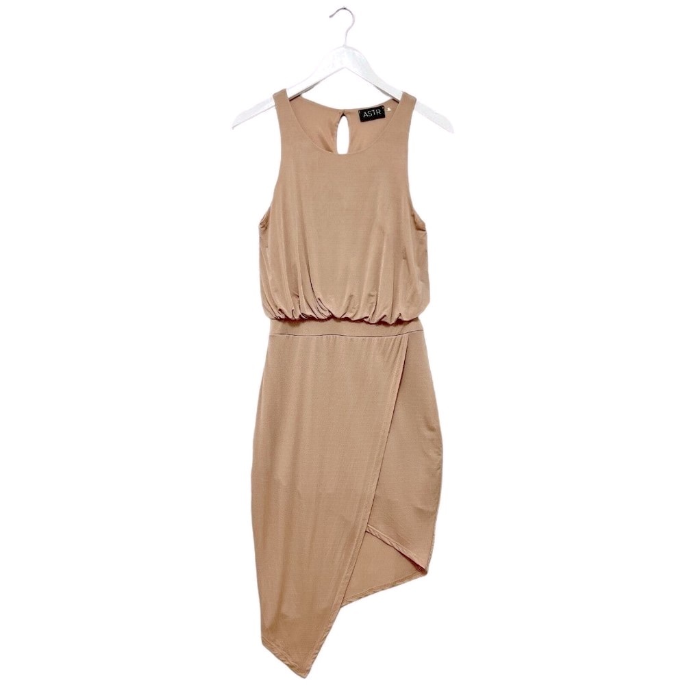 29 ASTR  Rose Gold Popover Dress Crossover Hemline Womens X-Small